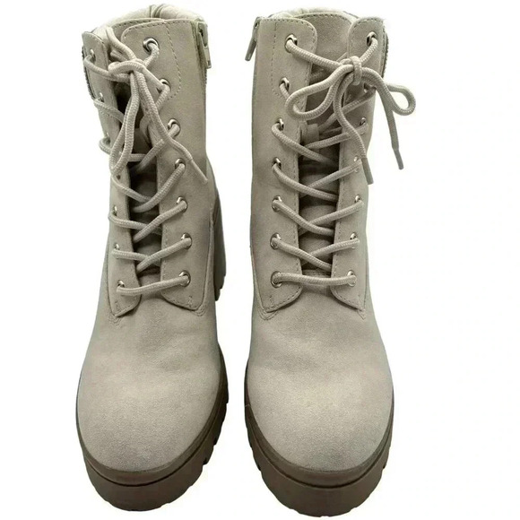 Wild Pair Womens 8.5 White Bentli Nubuck Embellished Combat & Lace-up Boots - Picture 5 of 12